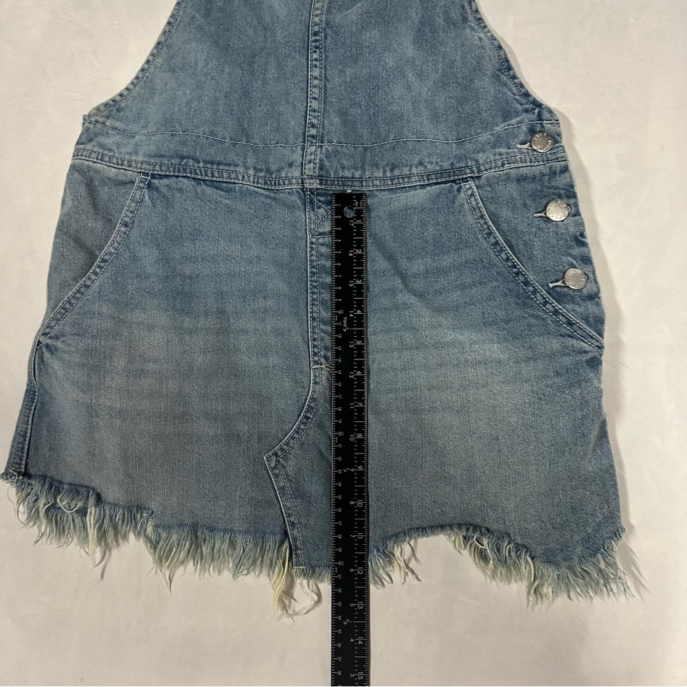 Free People Torn Up Denim Jumper/ Overall dress women’s 4 - Picture 4 of 6
